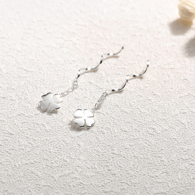 S pure silver clover ear string for women, Korean version, light luxury design, earring earrings_voghion.com