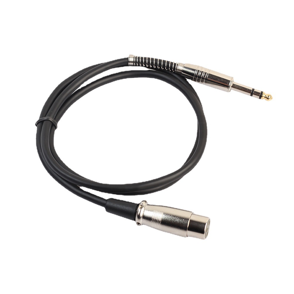 现货 锌合金镀金头 带弹簧 6.35卡农公转母麦克风线