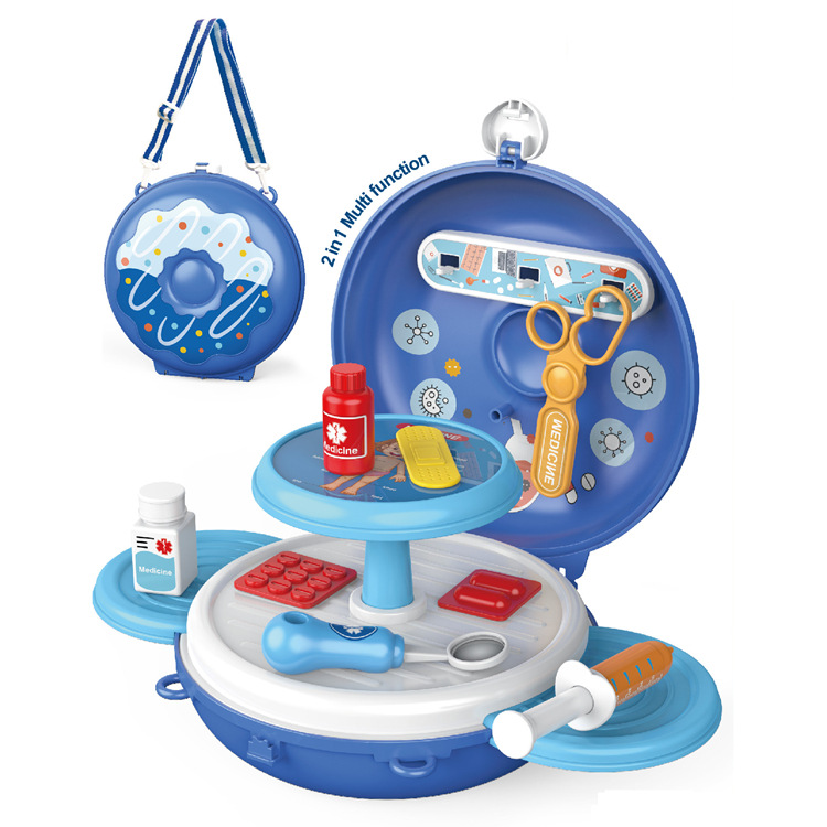 Bolsa de hombro de simulación para niños transfronterizos cocina vajilla postre doctor herramienta donut play House pequeña mochila de juguete