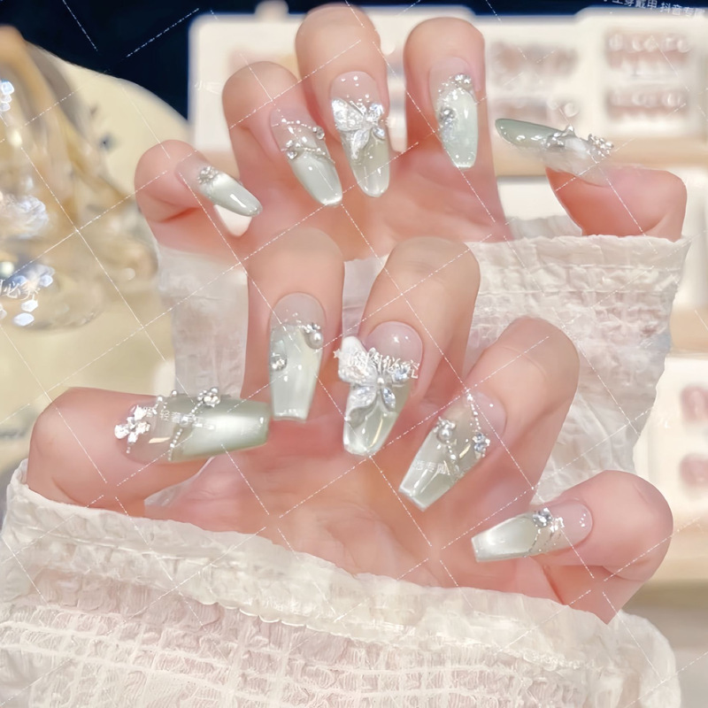 Jasmine Handmade Wearable Nails Nail Patch Butterfly Manicure Wearable Nails High-End Fake Nails Manicure Patch Short Style Jasmine Handmade Wearable Nails Nail Patch Butterfly Manicure Wearable Nails High-End Fake Nails Manicure Patch Short Style
