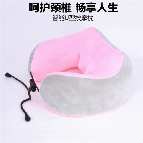Smart U-shaped travel massage pillow, neck pillow, back support cushion, nap portable memory foam pillow, kneading neck massager