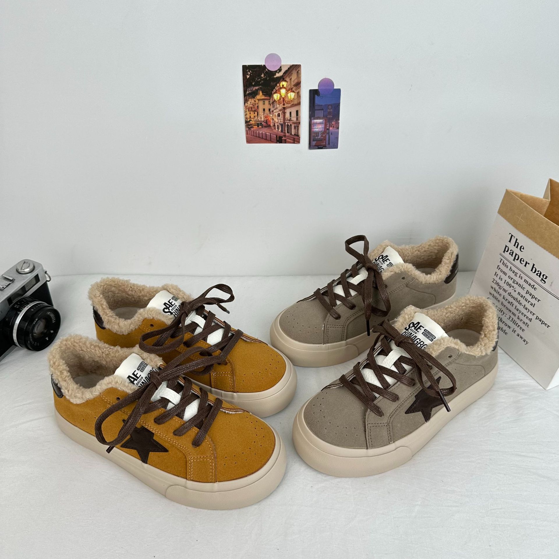 CKN viento de puerto de vello estrellas zapatos sucios de moda coreana de suela gruesa aumentada zapatos de skate casuales de moda 6603