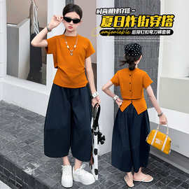 女童套装夏季2026新款小女孩体恤九分裤子夏天两件套凉快好看衣服