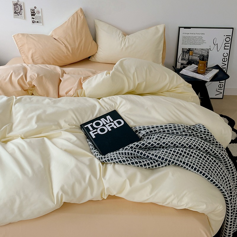 Cama de cuatro piezas A clase madre y bebé dormir desnudos ropa de cama de algodón lavado con agua cubierta cama dormitorio cama de tres piezas