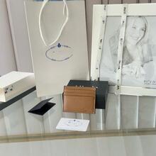 p家三角标头层十字纹牛皮卡包双面插卡真皮男士信用卡卡包RFID