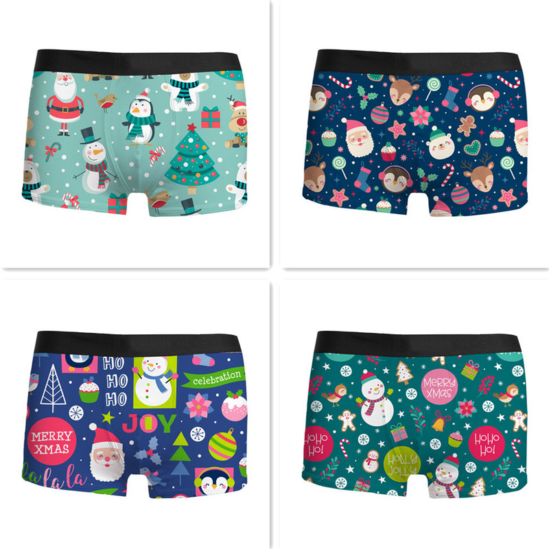 Cross-border foreign trade hot Christmas men's underwear 3D printed breathable comfortable fashion waist boxer shorts
