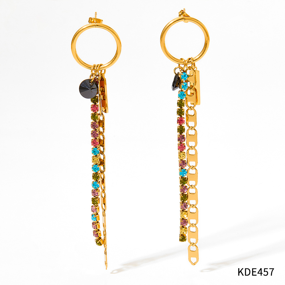 Fashion Round Heart Shape Butterfly Titanium Steel Inlay Rhinestones Earrings Necklace