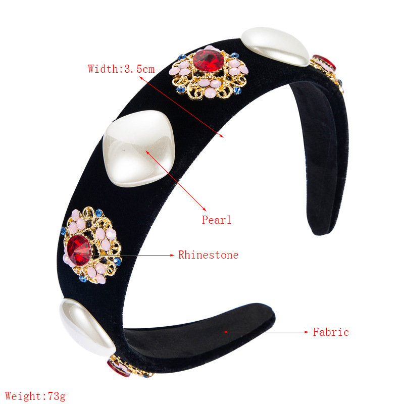 Baroque Wide-brim Imitation Pearl Dimond Headband display picture 1