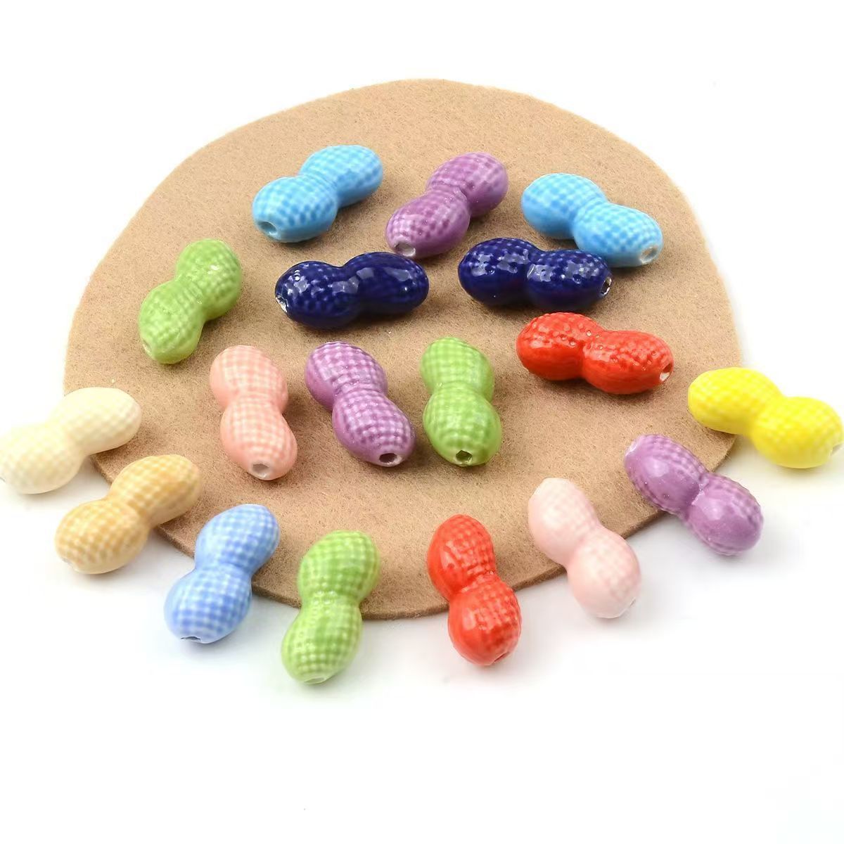 Cerámica de color simple perlada cara de pez cinco pétalos perlas de flores perlas sueltas diy accesorios de decoración de brazalete de cuentas hechas a mano