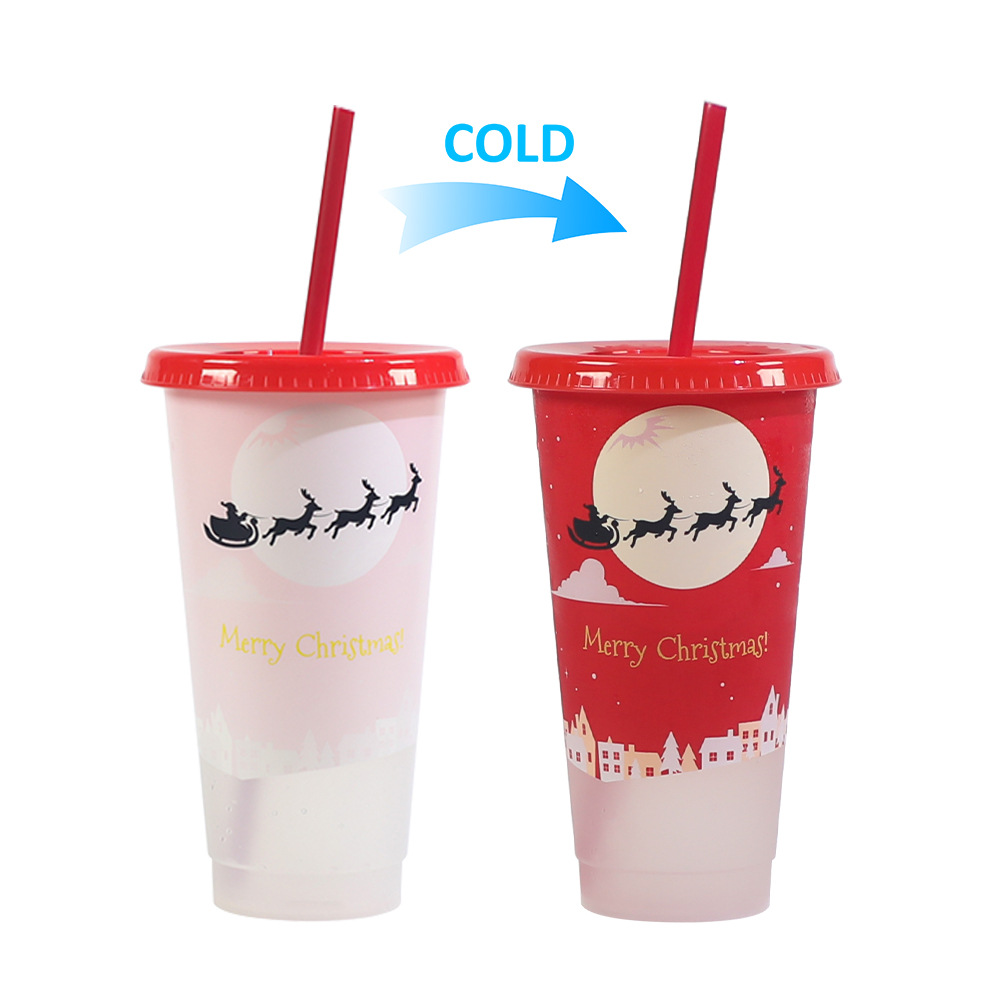 Spot transfronterizo de 710ml taza de plástico de color frío de gran capacidad PP taza de té con leche bebida fría con taza de paja con fábrica de inspección NBCU