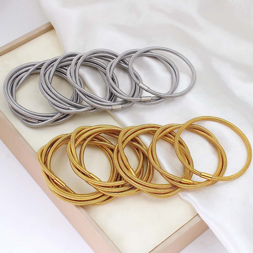 Casual, Daily Occasion 304 Stainless Steel Material Solid Color Pattern Retro Classic Style Solid Color 304 Stainless Steel Bracelets In Bulk