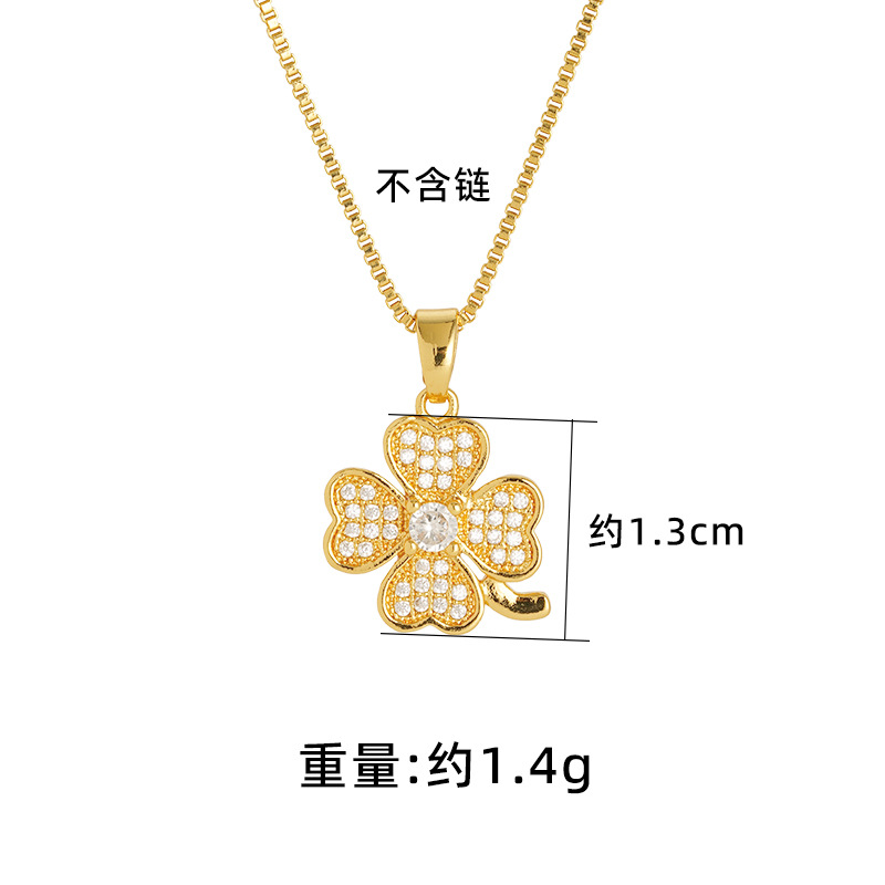 Arena Jinhao con incrustaciones de trébol colgante sin cadena chapado en oro joyas chicas Xiaoqing aire fresco colgante diamante incrustado Flor al por mayor