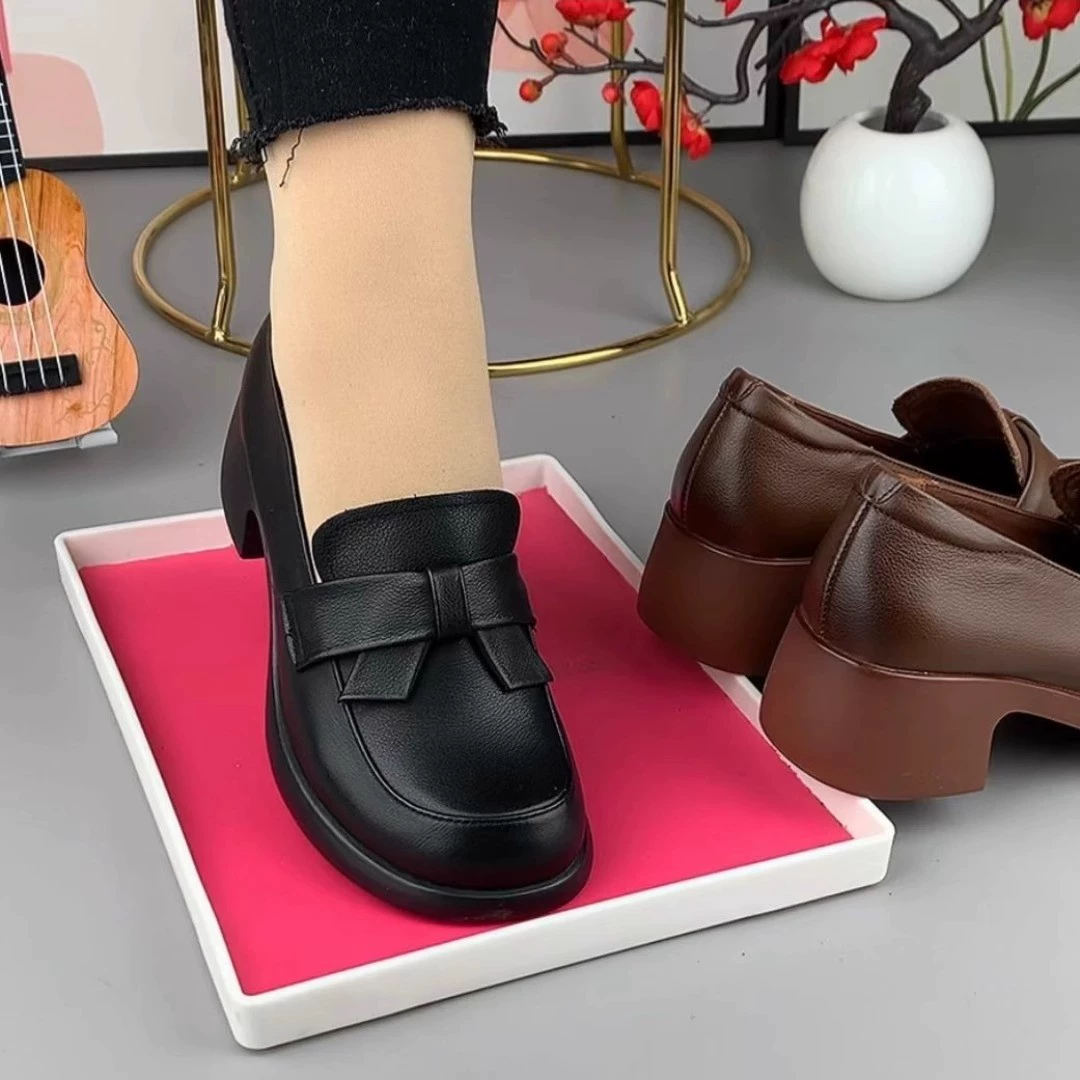 Footwear, leather shoes for mother, genuine leather, trend of season