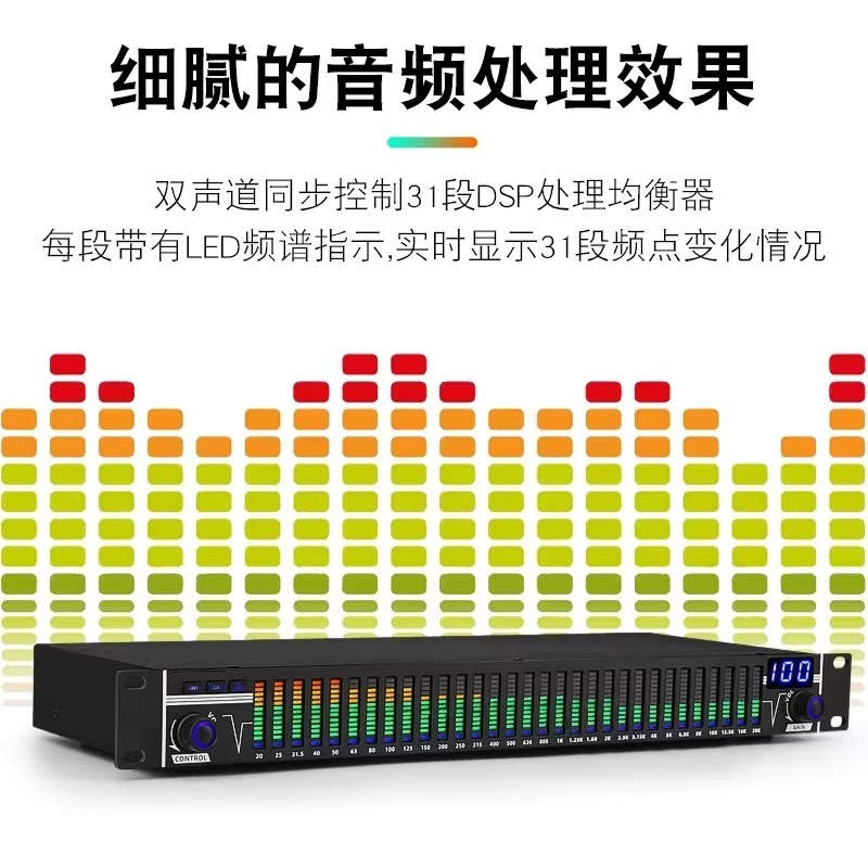 Ecualizador de Audio Digital DSP de 31 Bandas Reducción de Ruido Digital para Audio Doméstico
