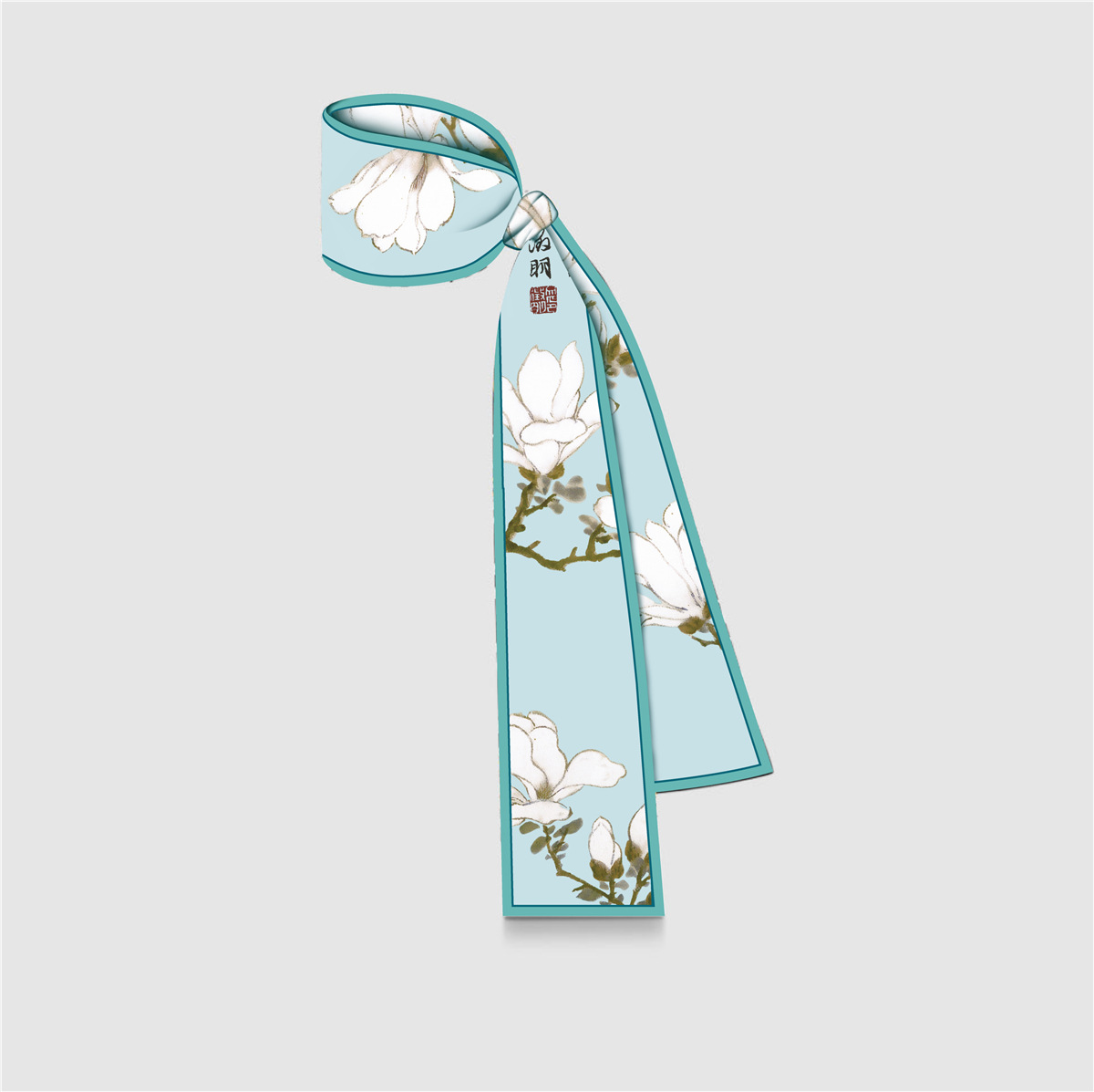 Estilo nacional pintura al óleo serie pequeña bufanda de seda larga delgada cinta estrecha bolsa atada bufanda decorativa manejar cinta