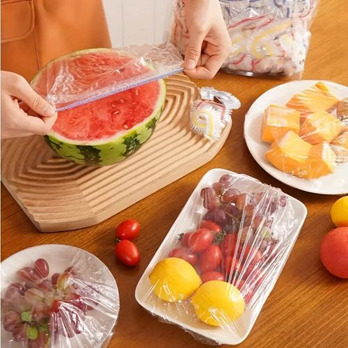 Disposable Food-Grade Freshness Wrap, Thickened Household PE Cling Film with Elastic Edge, Stretchable Odor-Proof Preservation Covers—Wholesale