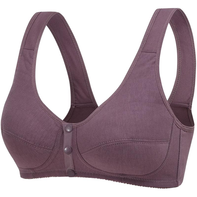 Sujetador de ropa interior de la madre Sujetador de algodón de mediana edad y ancianos chaleco Delgado empuja hacia arriba inalámbrico ancianos más tamaño sujetador de hebilla delantera