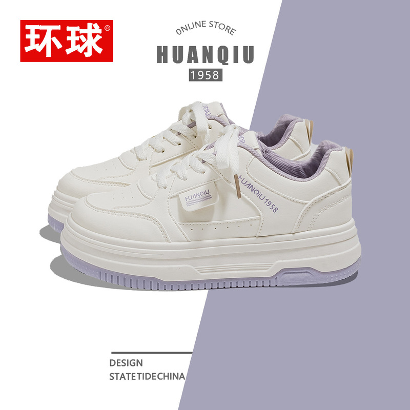 Global Women's Shoes Ancora Red Campus White Shoes 2025 Summer New Hot Style Thick-Soled Student Versatile Sneakers