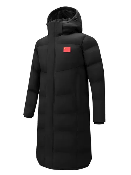 National team winter cotton-padded jacket, thickened and fleece-lined for warmth, unisex training suit, long cotton coat, group cotton clothing