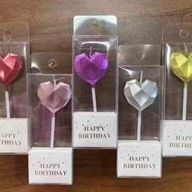 工厂爱心五角星生日蜡烛单个PVC盒装单款单色按箱发货