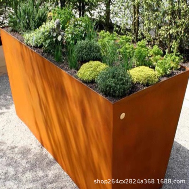 锈钢板花箱园艺景观耐候钢花盆市政工程园林景观耐候钢花槽种植箱
