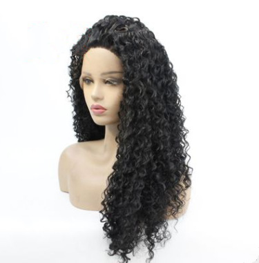 Europa y América pelucas de fibra química gradiente azul oscuro hombro corto recto frente encaje pelucas de fibra química LW0091