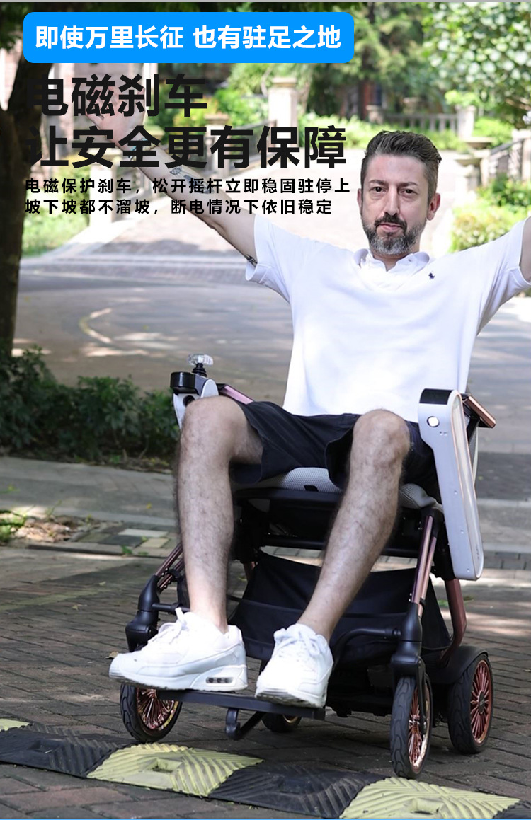 Electric Wheelchair, Electric Foldable Lightweight Intelligent Fully Automatic Mobility Scooter for the Elderly, Four-Wheel Lithium Battery Wheelchair
