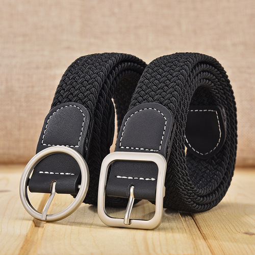 Woven belt for women ins style student elastic elastic belt trend fashion versatile men's canvas military training belt