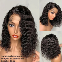 Human Hair前蕾丝波波Double Drawn Water Wave BOB Wig外贸假发