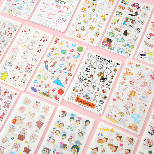 Cartoon Cute 6-Pack Sticker DIY Journal Stickers Student Supplies Stickers Children Stickers Small Pattern Stickers