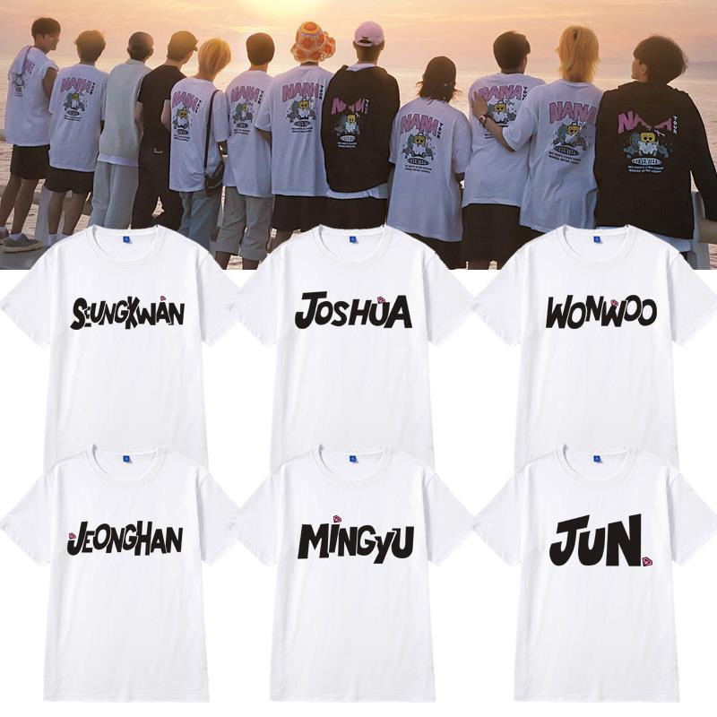 SEVENTEEN Same Style nanatour Short-sleeved T-shirt Korean Loose Men's and Women's Summer Half-sleeved Top Clothing