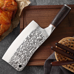 Handmade forged Bone cutter forged thickened chop pork feet stainless steel household solid wood sharp bone cutter in stock