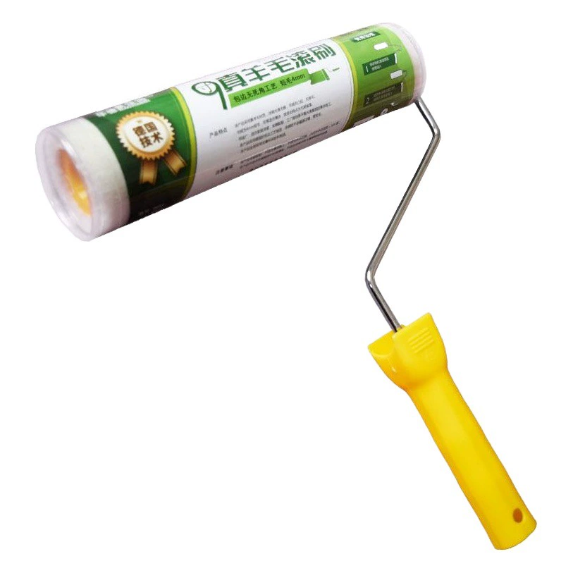 9 дюймов Настоящая Шерсть малярный валик щетка тонкие волосы короткие волосы 4-9 мм латексная краска настенная щетка инструмент 6 мм стержень щетка