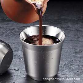 美式咖啡杯子便携式奶杯户外随手儿童口杯304不锈钢双层隔热水杯
