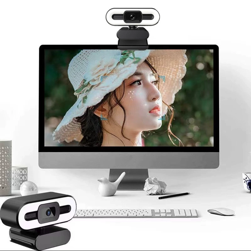 4K высокоразрешающая компьютерная камера, 2K сетевая USB-камера, 1080p для сетевых уроков и прямых трансляций, регулируемая, 3 тона подсветки для макияжа