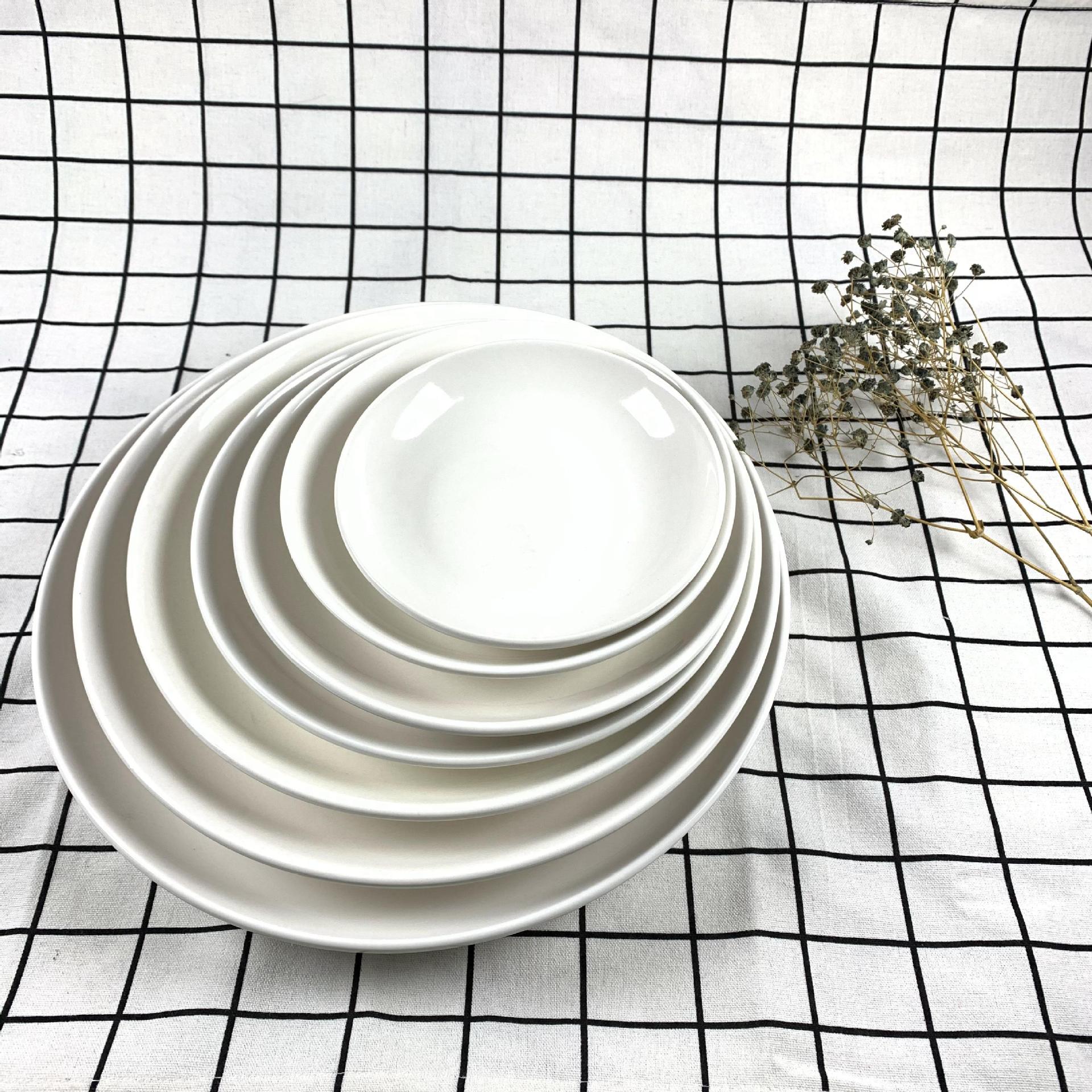 Fábrica directa de hoteles y restaurantes caseros plato de fruta blanca pura 6 pulgadas plato de fruta - 18 pulgadas plato de arroz plato de platos de platos de platos profundos