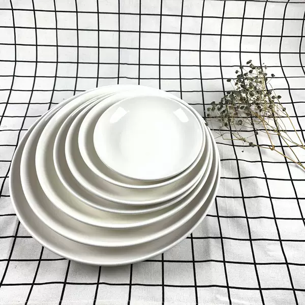 Factory Outlet Hotel Hotel Household Pure White Fruit Plate 6-inch Fruit Plate -18-inch Rice Plate Restaurant Food Mouth Plate Deep Plate