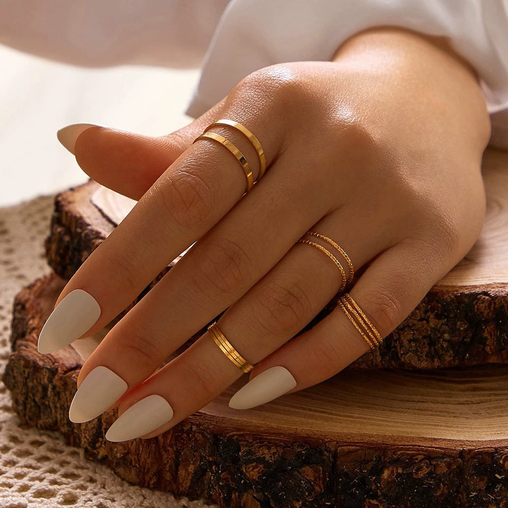 Ring multi-joint set, European style, metal adjustable stackable rings, assorted designs