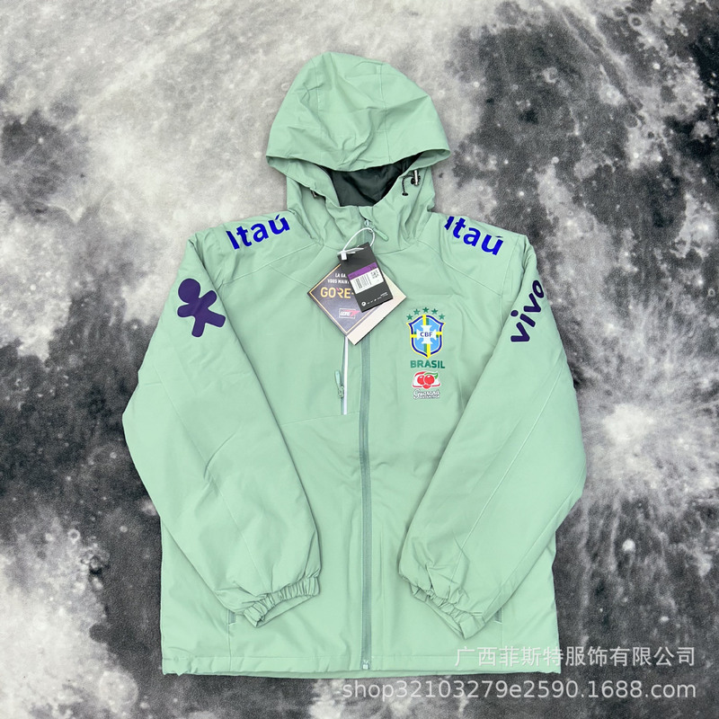 New foreign trade five-star Brazilian windbreaker, Neymar-style jacket, football training jacket, windproof outdoor jacket New foreign trade five-star Brazilian windbreaker, Neymar-style jacket, football training jacket, windproof outdoor jacket