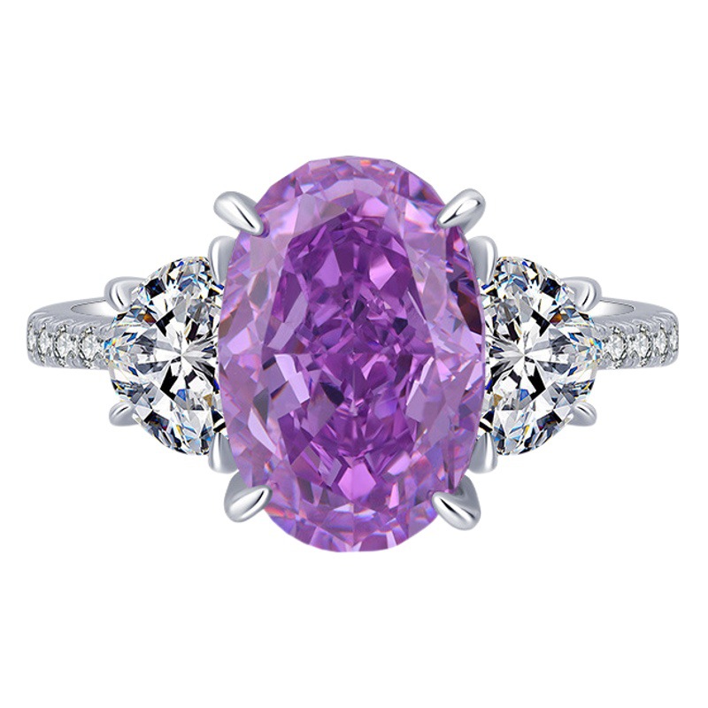 Zhuang Sheng joyería S925 todo el cuerpo plata simulación Diamante de alto carbono ledean corte paloma huevo anillo moda femenina 8*12