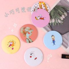 Round mini portable cute makeup mirror Korean sweet cartoon portable small mirror beauty makeup mirror wholesale