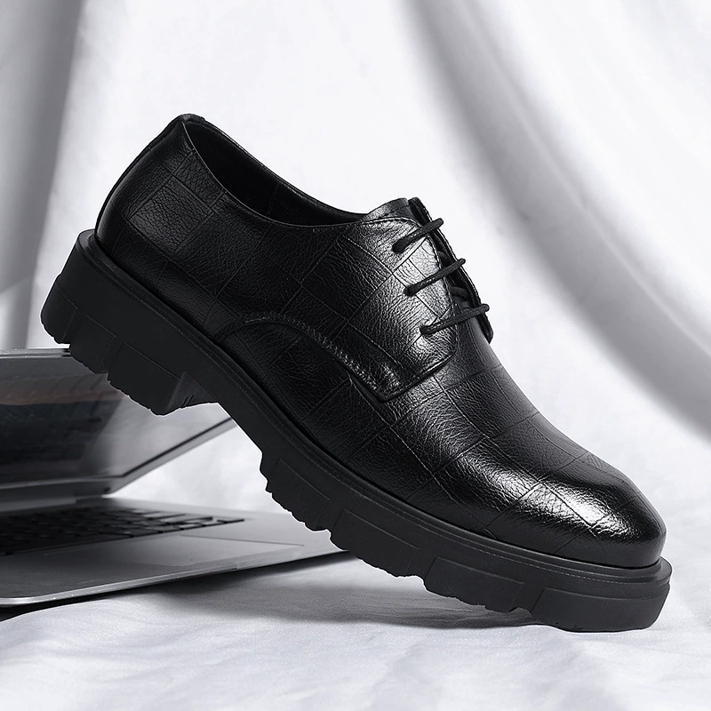 Кожаная обувь с внутренней отделкой, мужская повседневная обувь, мужское Деловое платье из воловьей кожи 8 см, Мужская Свадебная обувь для жениха, поколение волос