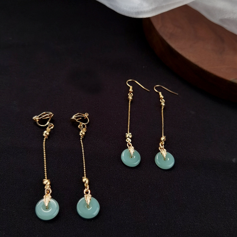 Antique Earrings High-end Safe Buckle Pendant Earrings Antique Han Clothing Accessories Daily Cheongsam Earrings Women's Compact