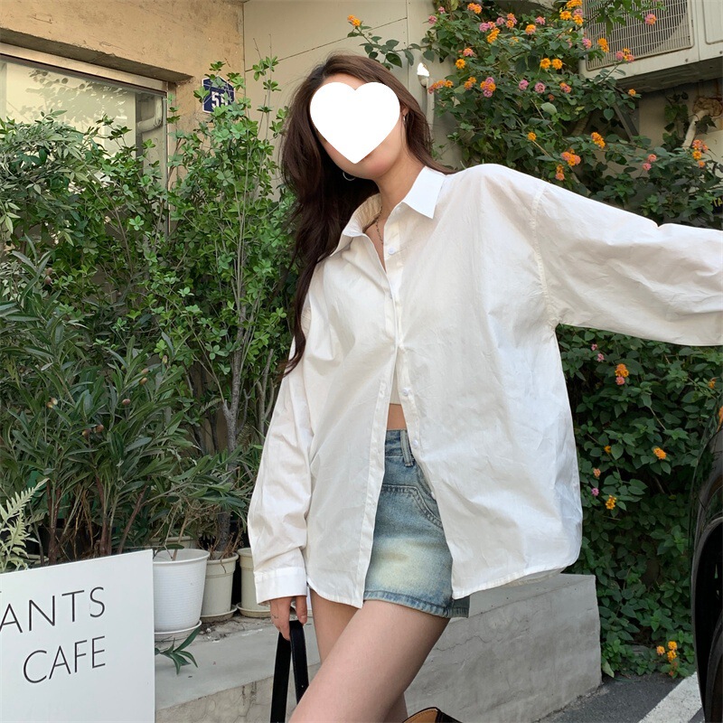 Niche 2024 shirt coat design lazy style new early autumn white shirt women's top loose