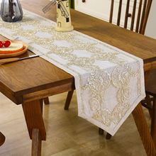 跨境刺绣轻奢高级感桌旗2025年新款禅意桌旗双层网纱电脑绣花桌旗