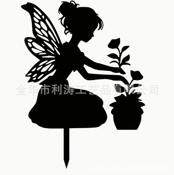 国境を越えた売れ筋の鉄の蝶の妖精壁掛けアートスタイルタンポポエルフ屋外中庭装飾装飾品|undefined