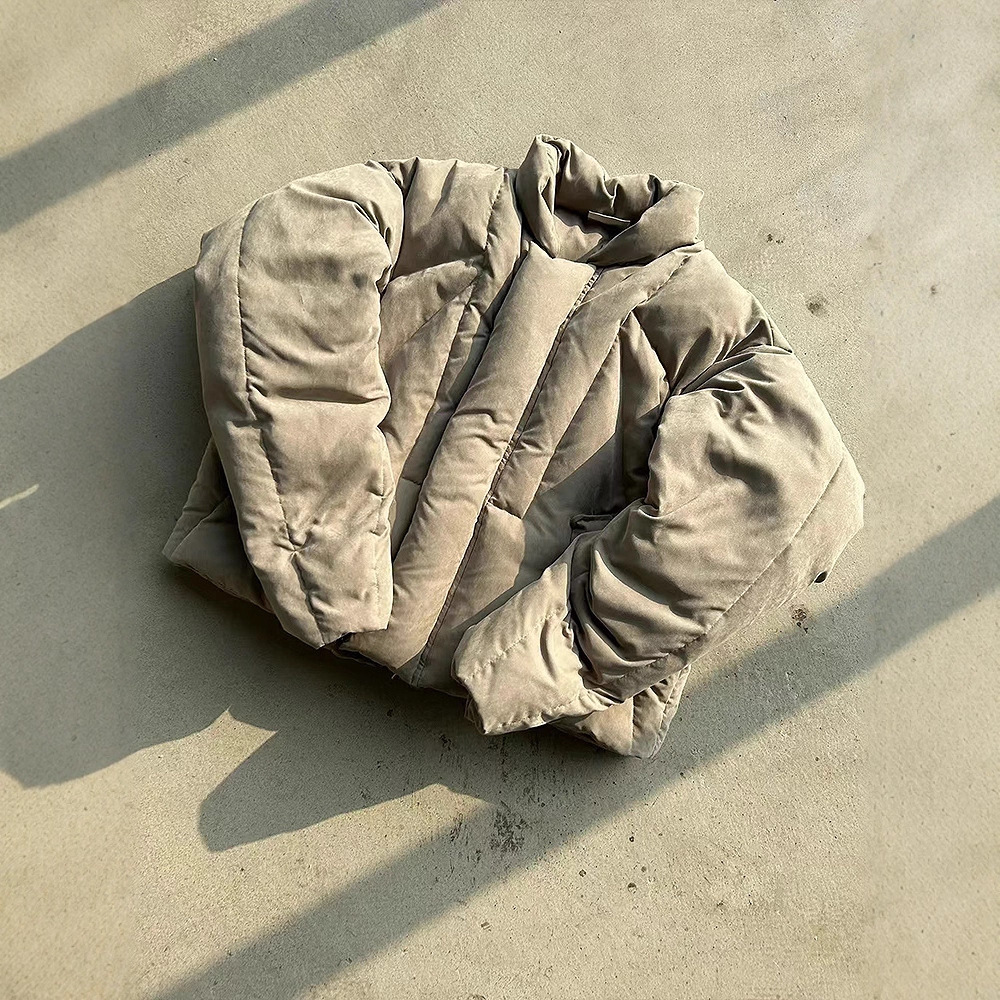 Suede Short down Jacket Men's Winter Thickeneded Warm Cleanfit Cotton Jacket American Bread Jacket