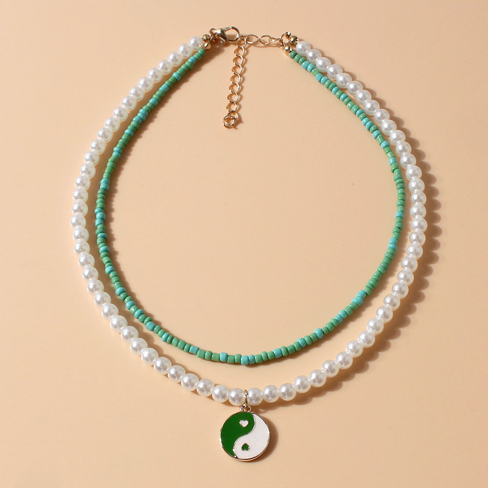 bohemia color miyuki beads pearl chain Tai Chi necklace wholesale nihaojewelry