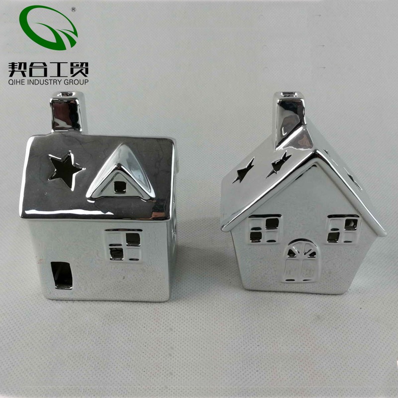 Galvanoplastia Navidad cerámica decoración de la casa hueco LED vela habitación media temperatura porcelana blanca titular de la vela decoración de vacaciones