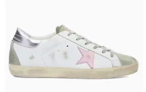 Golden Goose Superstar Leather Sneakers Pink Star Silver Heel